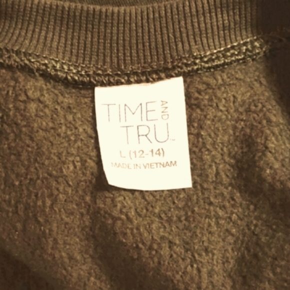 TIME AND TRUE BRAND MILITARY GREEN GRUNGE SWEATSHIRT WOMEN'S L - Picture 5 of 5